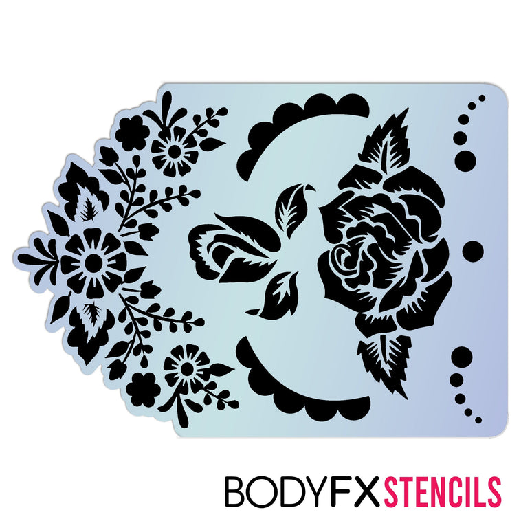 Sugar Skull Floral Stencil Sugar Skull Floral Stencil